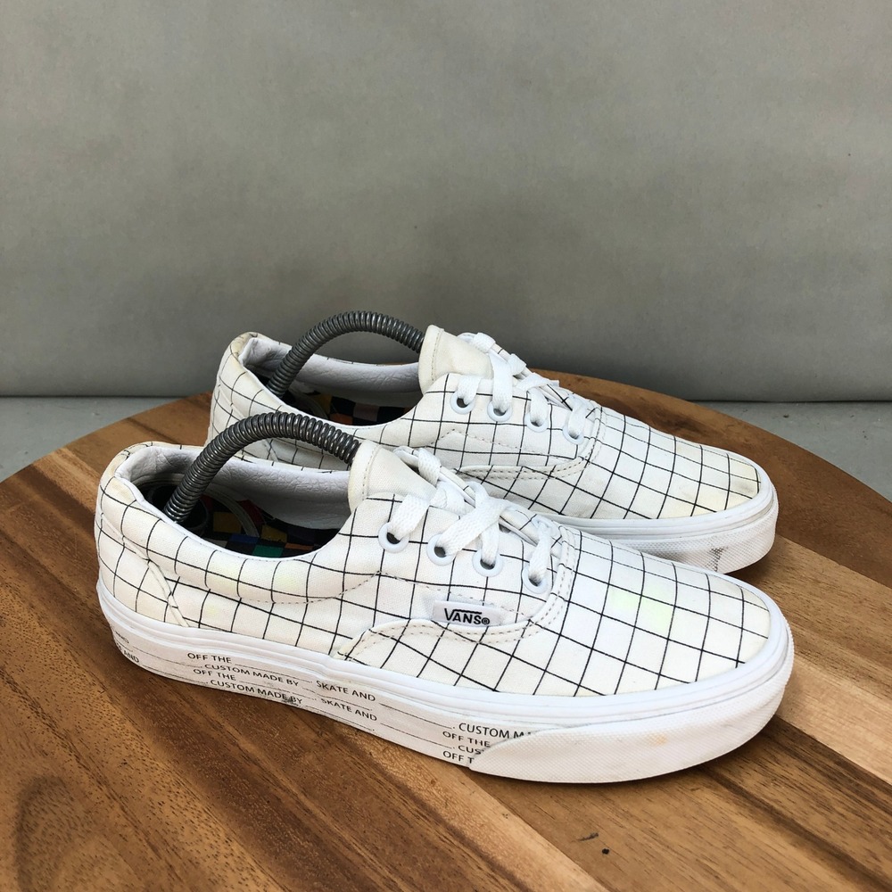 Vans Era U Color Skate Grid White Canvas Sneakers Shoes Womens 6.5 Low Top
